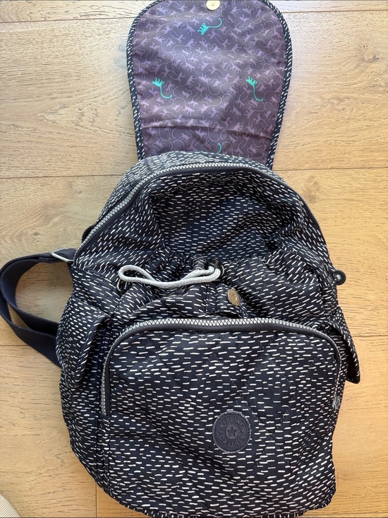 Kipling Black & White Patterned Mini City Backpack main image 8